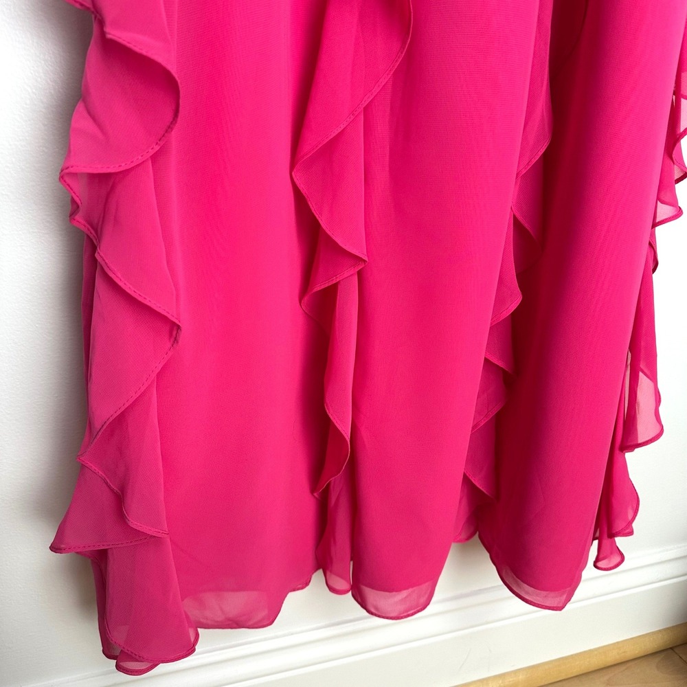Barbie x Azazie 1001 Ruffle Maxi Dress Barbie Pink Formal Gown Size A8 NEW - Picture 11 of 15